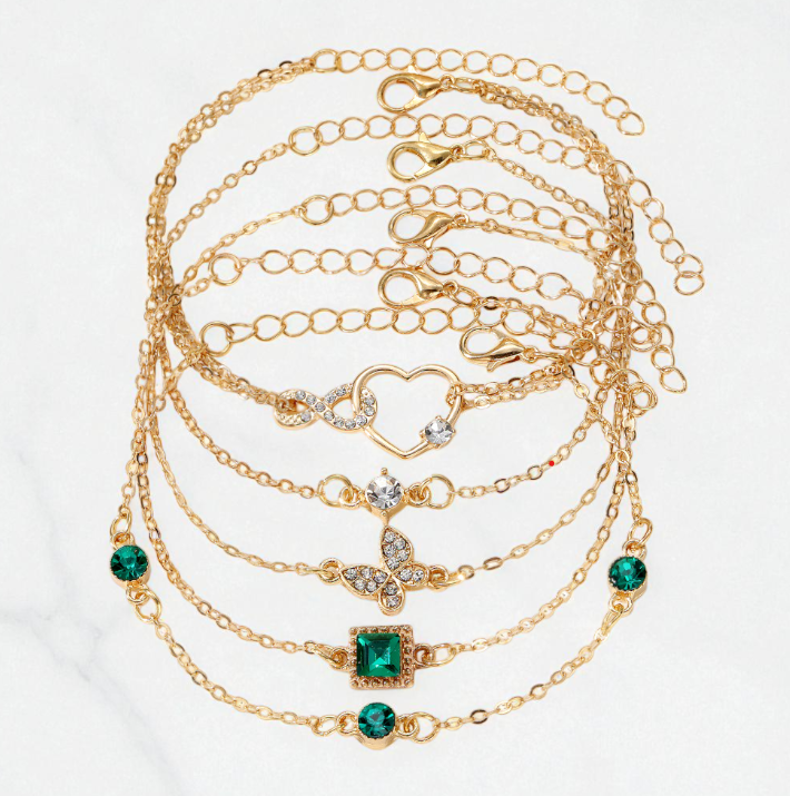 Sparkle & Love™ – Apyrankių rinkinys (5 dalių, auksinės spalvos)