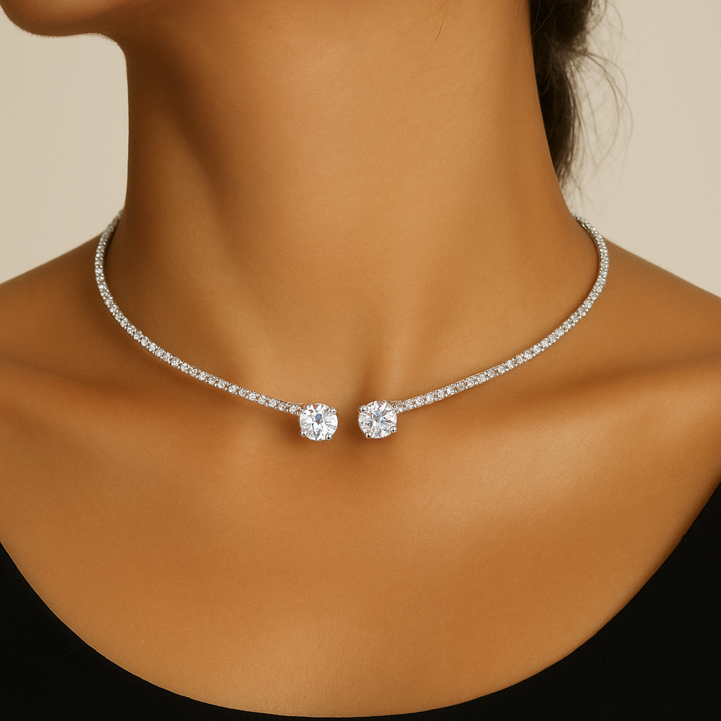 CRISTAL Deimantų Kaklo Grandinė – Subtili Prabanga ir Elegancija