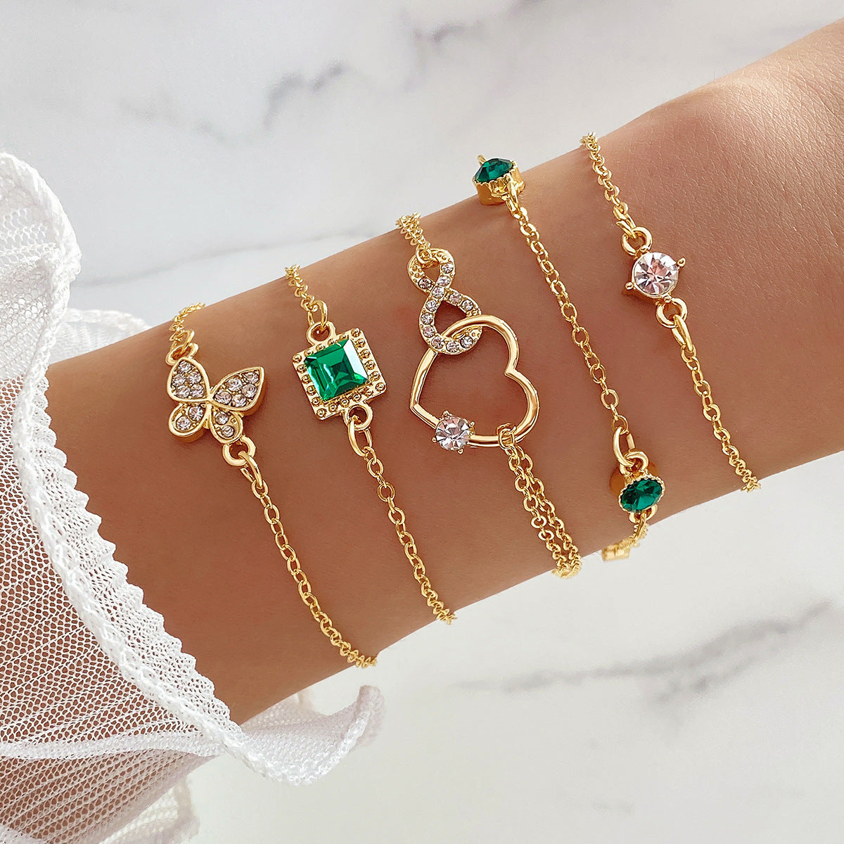 Sparkle & Love™ – Apyrankių rinkinys (5 dalių, auksinės spalvos)
